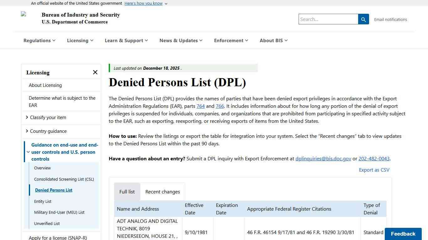 Licensing | Bureau of Industry and Security